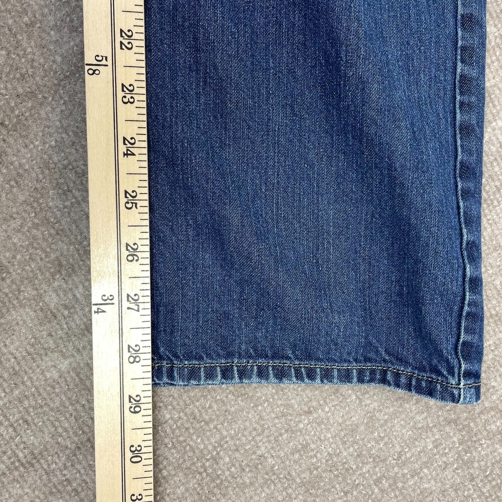 Wrangler Slim Straight Jeans Mens 33x29 Blue Whiskered Denim Medium Wash Western - Picture 9 of 12